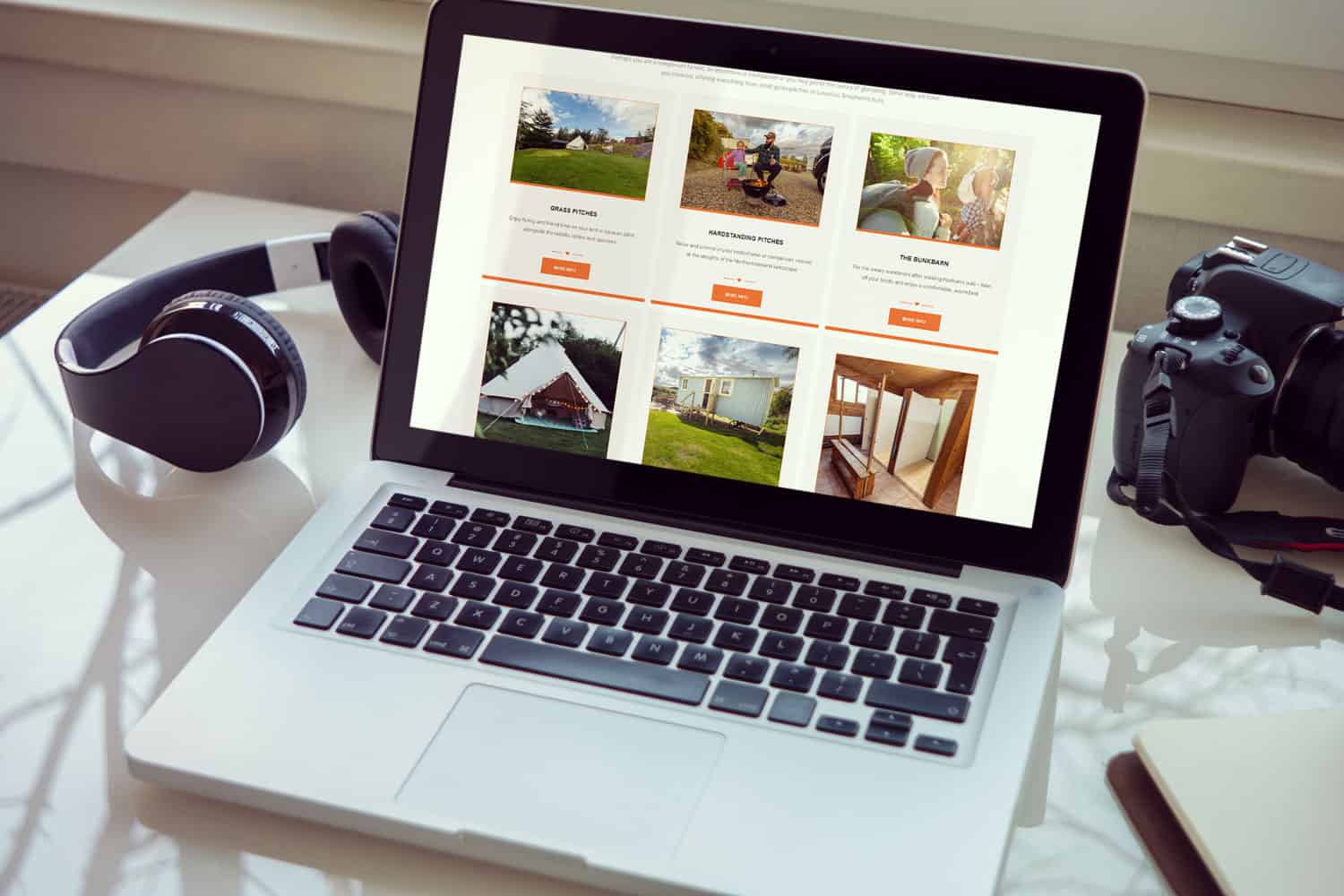 Hadrian's Wall Campsite website on a laptop