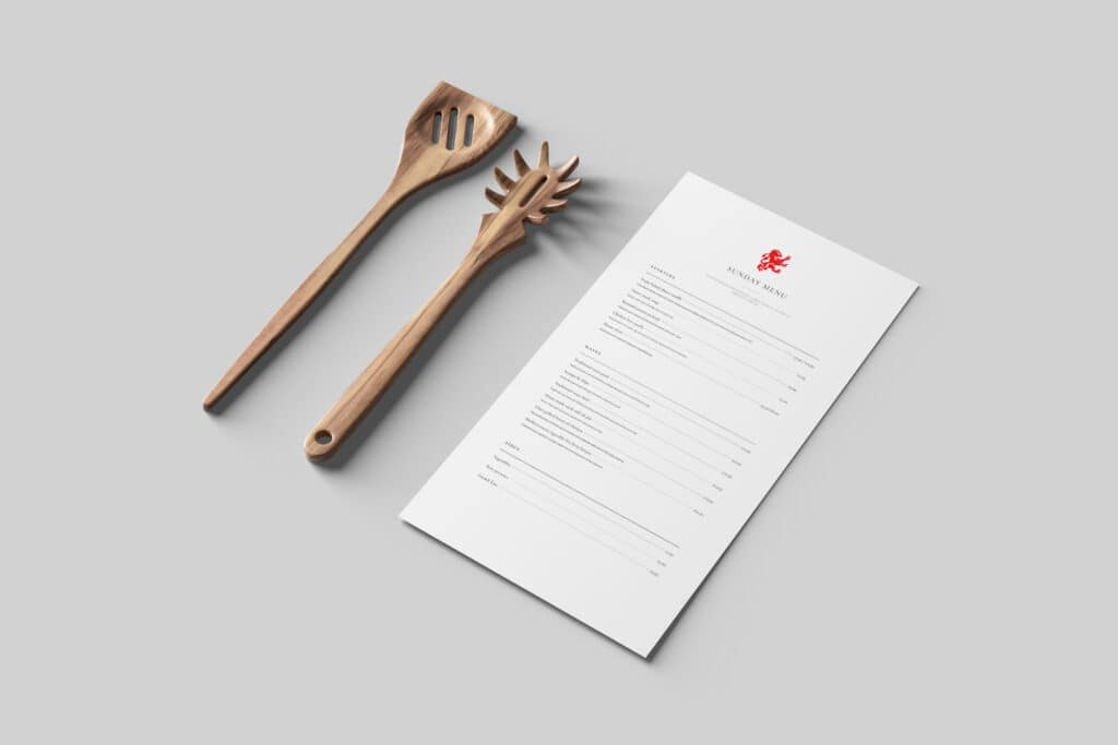 Print Design Northumberland for the menu for the red lion pub