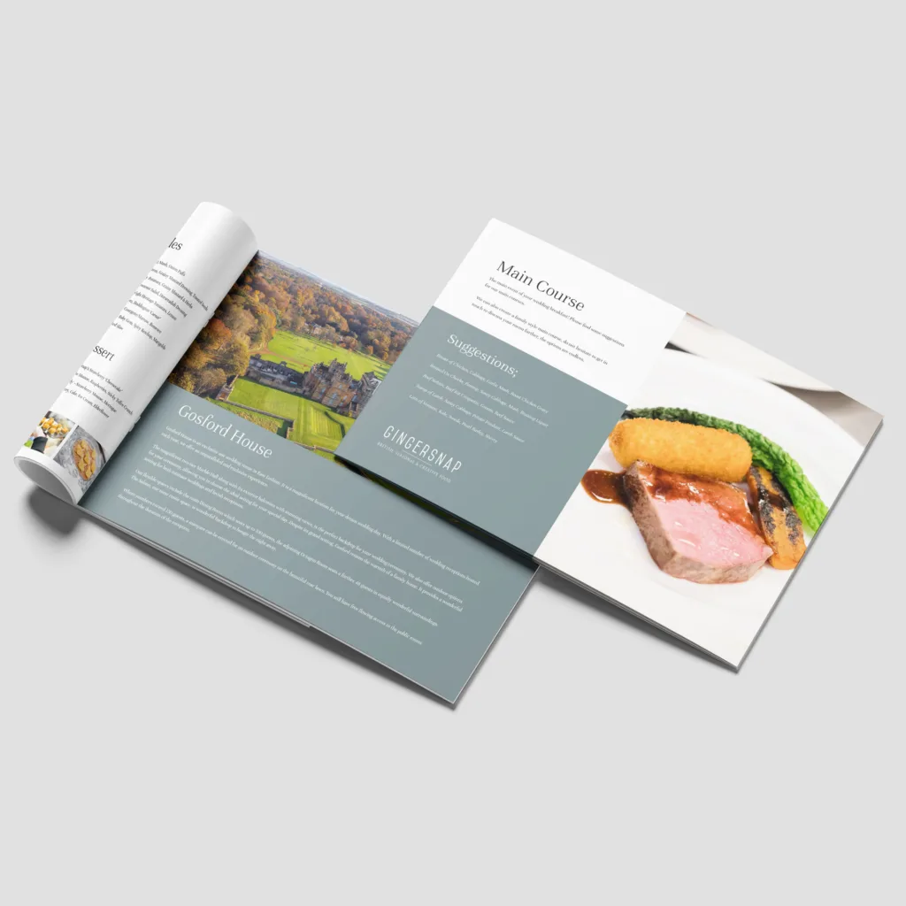 Ginger Snap catering brochure was designed by TWDA